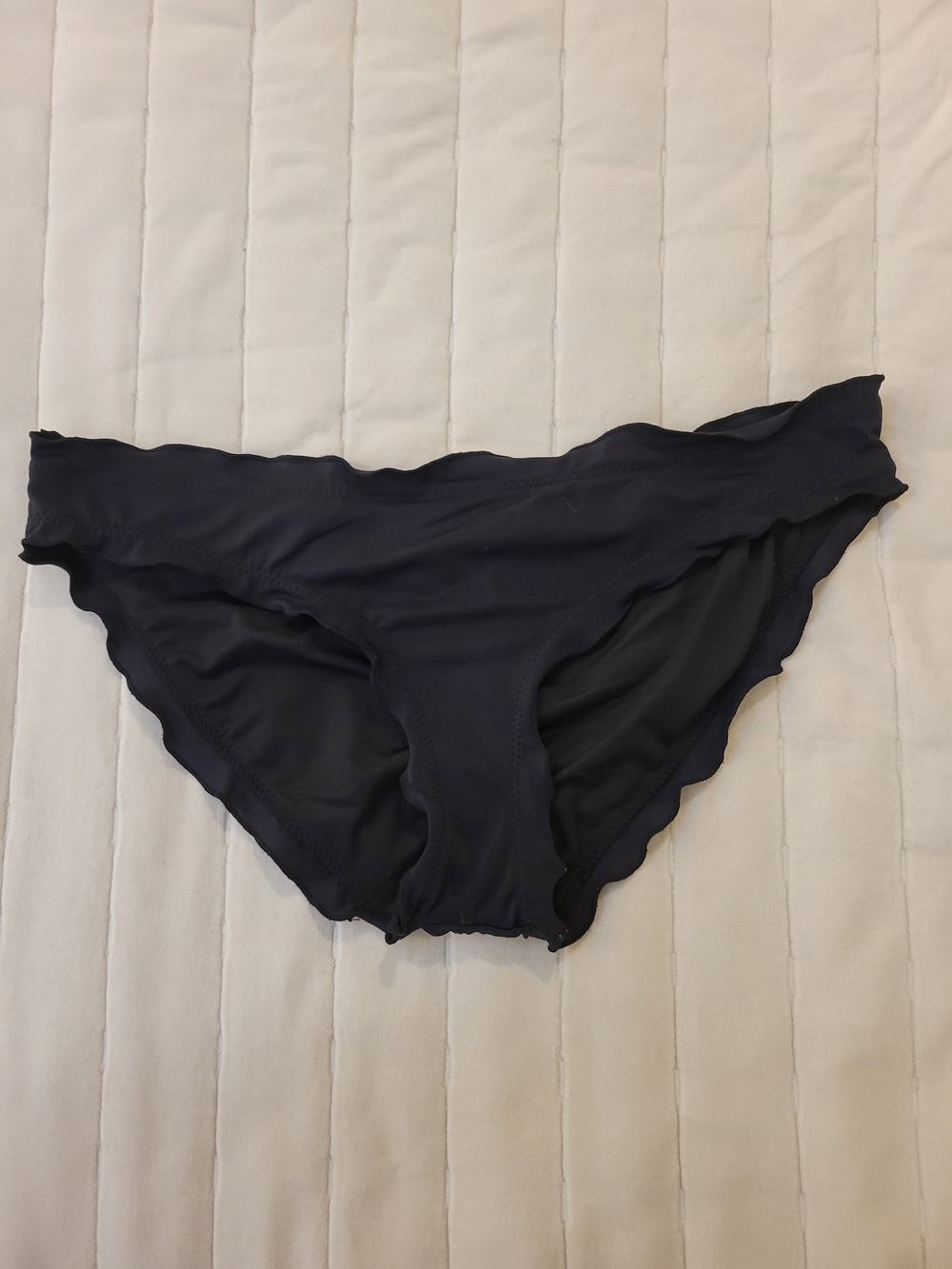 Swimco Black Bikini Bottoms - Solid Scalloped Edge